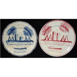 TWO ENGLISH EARTHENWARE PLATES