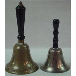 TWO SMALL HAND HELD SCHOOL BELLS