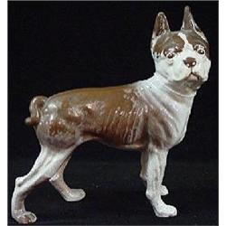 RARE PORCELAINIZED CAST IRON BOSTON TERRIER DOORSTOP