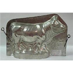 TWO PART LARGE GALVANIZED METAL "BULL" MOLD