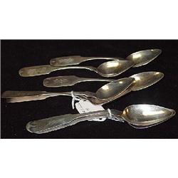 SEVEN COIN SILVER TEASPOONS