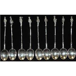NINE .830 SILVER APOSTLE SPOONS