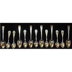 SIX ENGLISH GEO.III "BRIGHT CUT" SILVER TEASPOONS
