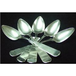 SET OF FIVE MATCED COIN SILVER TABLESPOONS