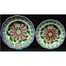 TWO GAUDY STAFFORDSHIRE PORCELAIN PLATES