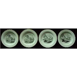 FOUR 6 5/8" GOLD RIMMED PORCELAIN DESSERT PLATES