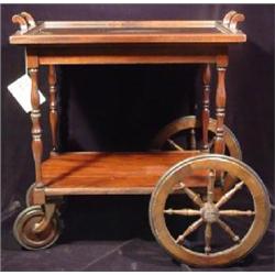 MAHOGANY TWO TIERED TEA CART