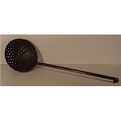 HANDWROUGHT IRON LONG HANDLED STRAINER LADLE