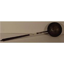 HANDWROUGHT IRON LONG HANDLED STRAINER LADLE