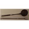 Image 1 : TWO HANDWROUGHT IRON FIREPLACE COOKING TOOLS