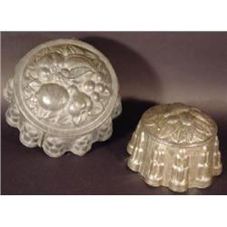 TWO EARLY 20th C. PENNSYLVANIA TIN FRUIT MOLDS