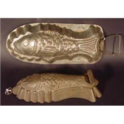 TWO TIN FISH MOLDS
