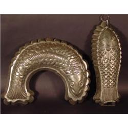 TWO TIN FISH MOLDS