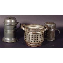 TWO PENNSYLVANIA TINWARE FLOUR DREDGERS