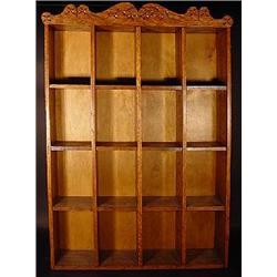 BARBER'S OAK WALL HUNG OPEN CABINET