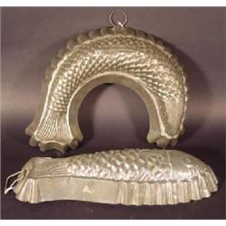 TWO TIN FISH MOLDS
