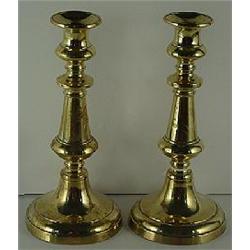 PAIR OF AMERICAN BRASS CANDLESTICKS