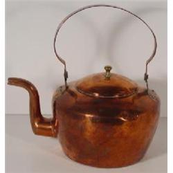 A PENNSYLVANIA HANDWROUGHT COPPER TEA KETTLE