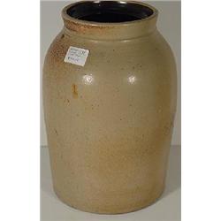 GREYISH GLAZED STONEWARE CROCK