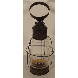 MID 19TH c. TIN AND CLEAR GLASS LANTERN