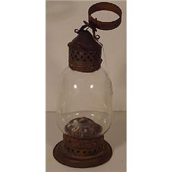 AN EARLY TO MID 19TH c. TIN CANDLE LANTERN