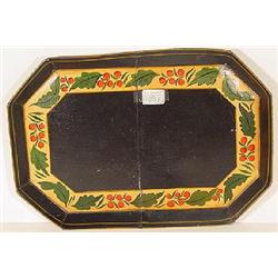 OCTAGONALLY / RECTALINEAR SHAPED HAND DECORATED TOLE (TIN) TRAY