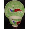 Image 1 : "PEACOCK" / SPONGE SPATTERWARE HANDLE-LESS TEA CUP AND MATCHING SAUCER