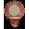 Image 1 : RED SPONGE SPATTERWARE PORCELAIN HANDLE-LESS TEA CUP AND MATCHING SAUCER