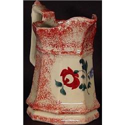 RED SPONGE SPATTERWARE PORCELAIN CREAMER