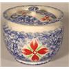 Image 1 : BLUE SPONGE SPATTERWARE COVERED SUGAR BOWL