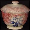 Image 1 : RED SPONGE SPATTERWARE COVERED SUGAR BOWL