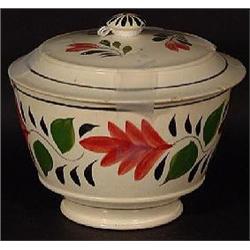 LEEDS PEARLWARE COVERED SUGAR BOWL