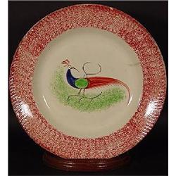 "PEACOCK" RED SPONGE SPATTERWARE 8 ½" PLATE