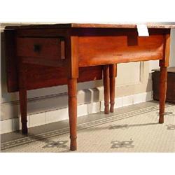 PENNSYLVANIA DUTCH ONE LEAF DROP-LEAF PINE KITCHEN WORK TABLE