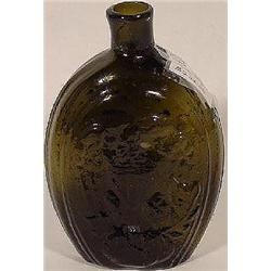 MOLD BLOWN DARK OLIVE AMBER (PINT SIZE) WHISKEY FLASK