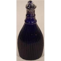 MOLD BLOWN COBALT BLUE GLASS BOTTLE