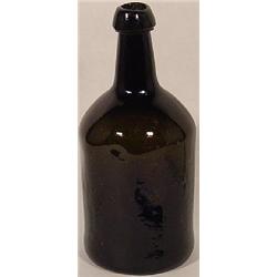 DARK BROWN TO GREEN BLOWN GLASS BOTTLE
