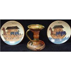 THREE PIECES OF TURTLE CREEK REDWARE POTTERY