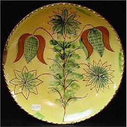 TURTLE CREEK POTTERS LARGE ROUND REDWARE PLATE