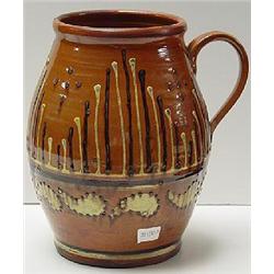 TURTLE CREEK POTTERS REDWARE LARGE COILED POTTERY JUG