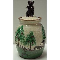 TURTLE CREEK POTTERY REDWARE COVERED JAR