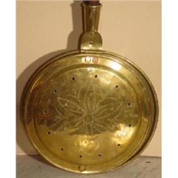 ENGRAVED / PIERCED BRASS PAN BED WARMER