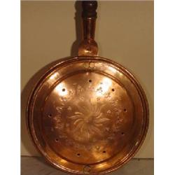 ENGRAVED / PIERCED COPPER PAN BED WARMER