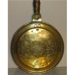 ENGRAVED / PIERCED BRASS PAN BED WARMER