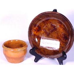 TWO PIECES OF PENNSYLVANIA REDWARE