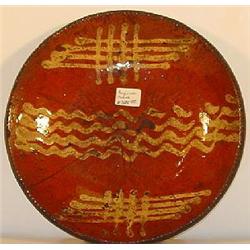 PENNSYLVANIA REDWARE ROUND SHALLOW BOWL
