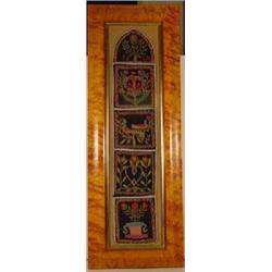 A CREWEL WORK STITCHERY PANEL