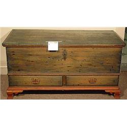 DARK STAINED POPULAR OAK AND WALNUT BLANKET STORAGE CHEST