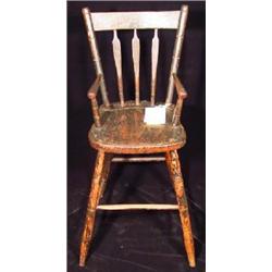 GRAIN PAINTED ARROW BACK CHILD'S HIGHCHAIR
