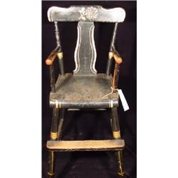 BLACK PAINTED, GOLD DECORATED YOUTH CHAIR